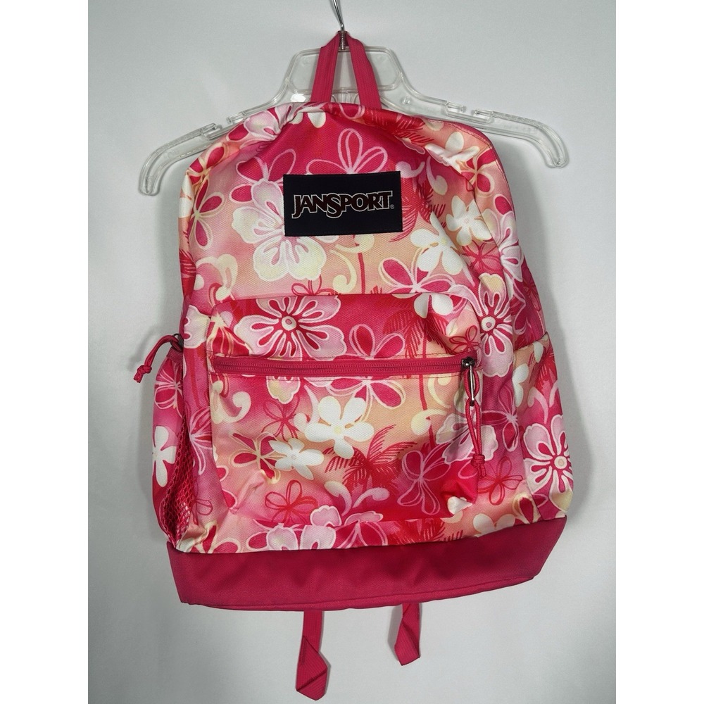 JanSport Cross Town Plus Backpack + Laptop Sleeve Hiblisscus Aloha Island Floral